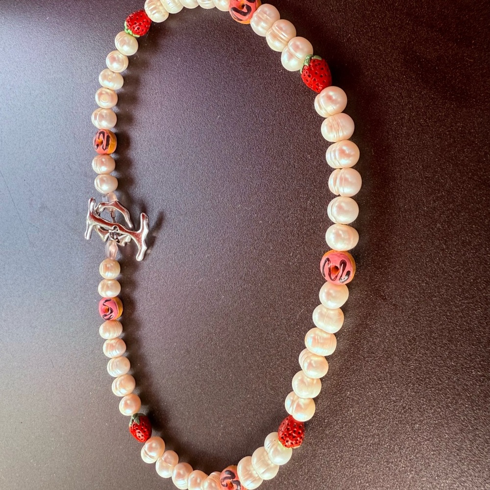 IAN CHARMS - Whimsical Pearl and Strawberry Necklace
